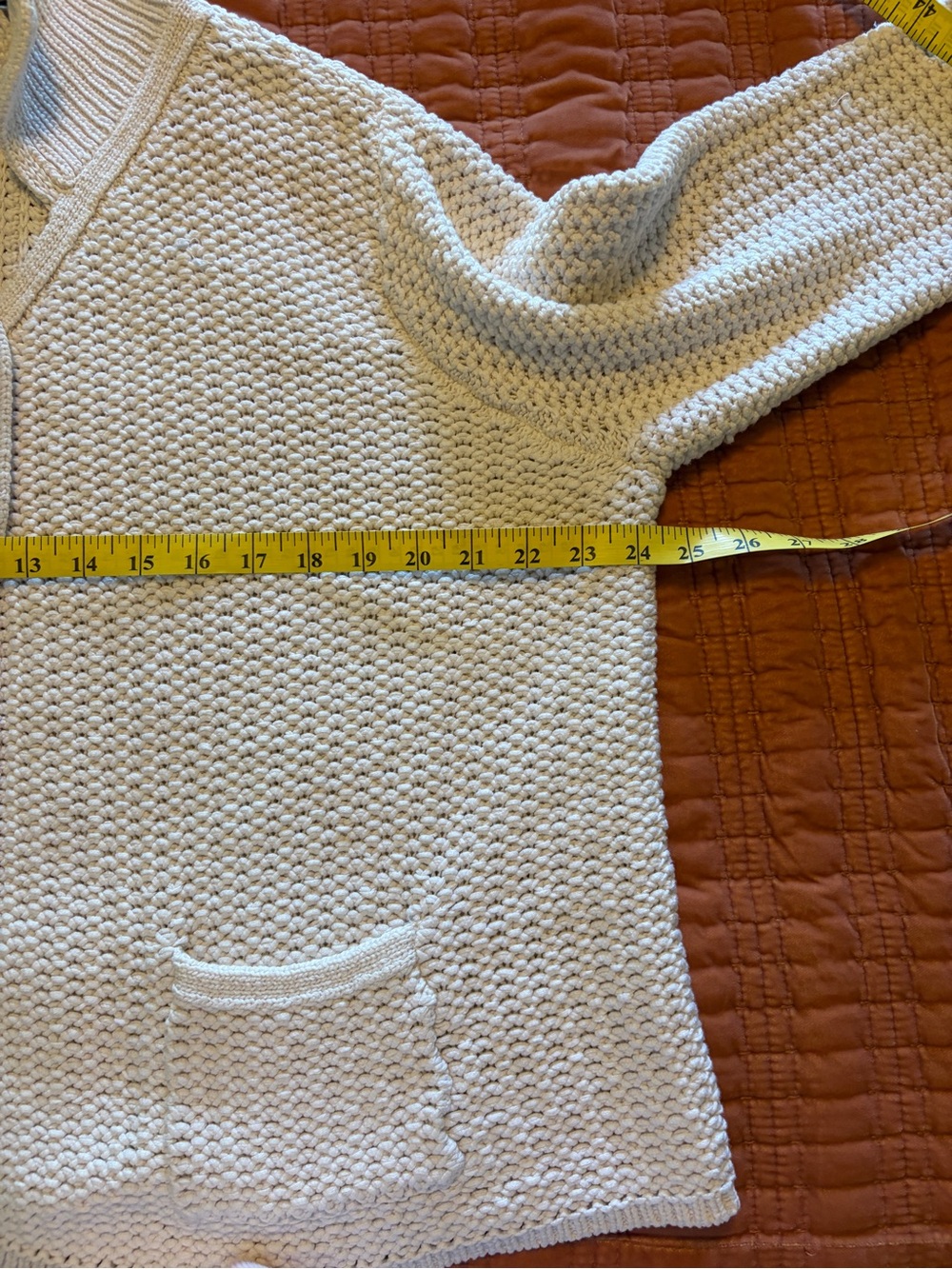 Talbots Cream Textured Button-Front Cardigan - Picture 5 of 7